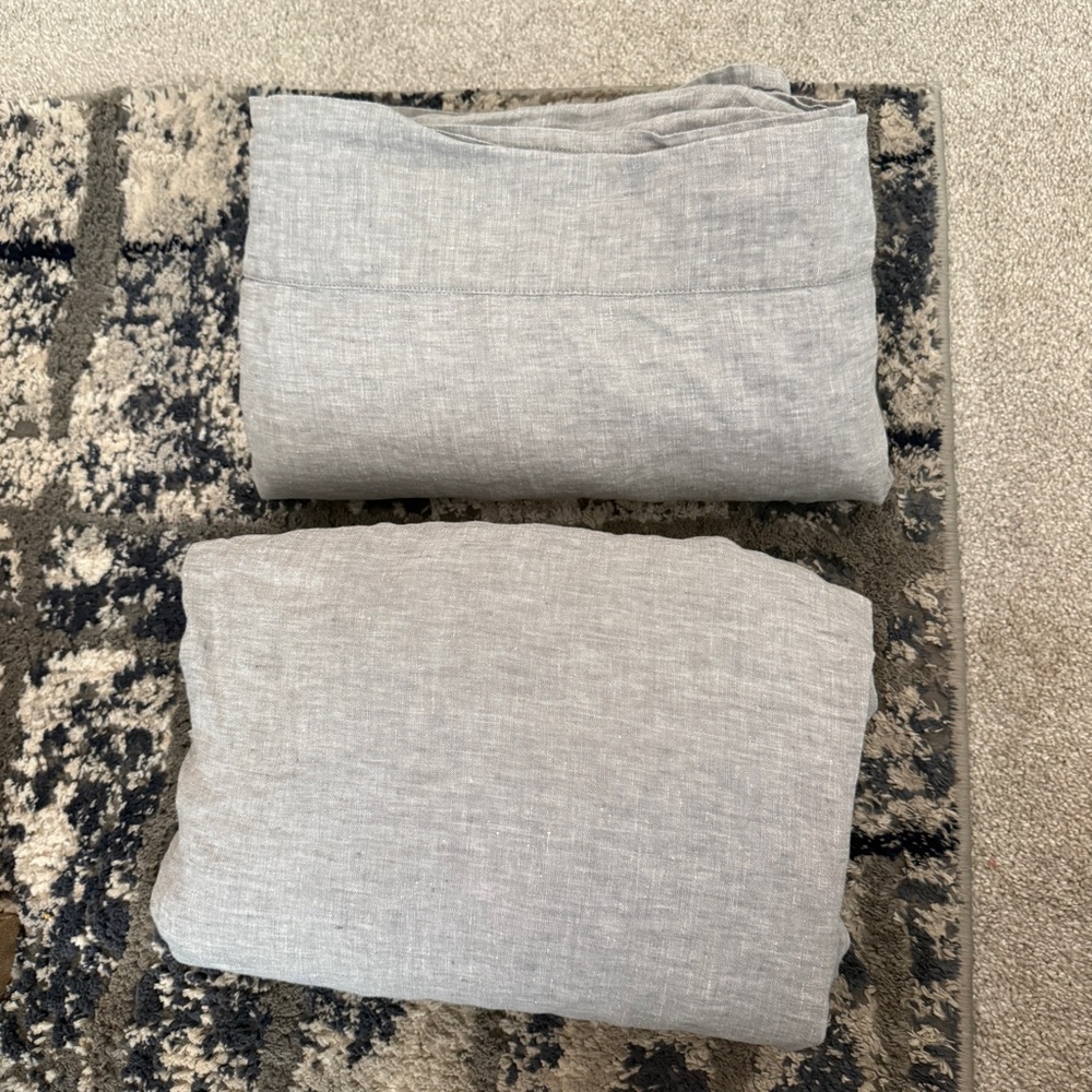 Rejuvenation Belgian Flax Linen King Sheet Set Flat Fitted & 3 Pillow Shams Gray